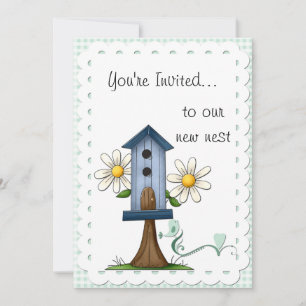 Whimsical Birdhouse and Birds Housewarming Party Invitation