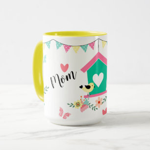 Whimsical Birds and Birdhouse Mug