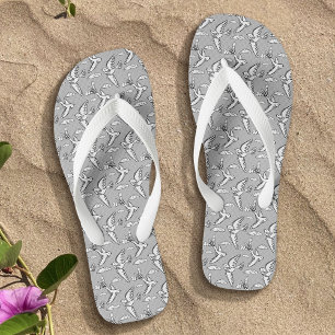 Whimsical birds and clouds custom thongs
