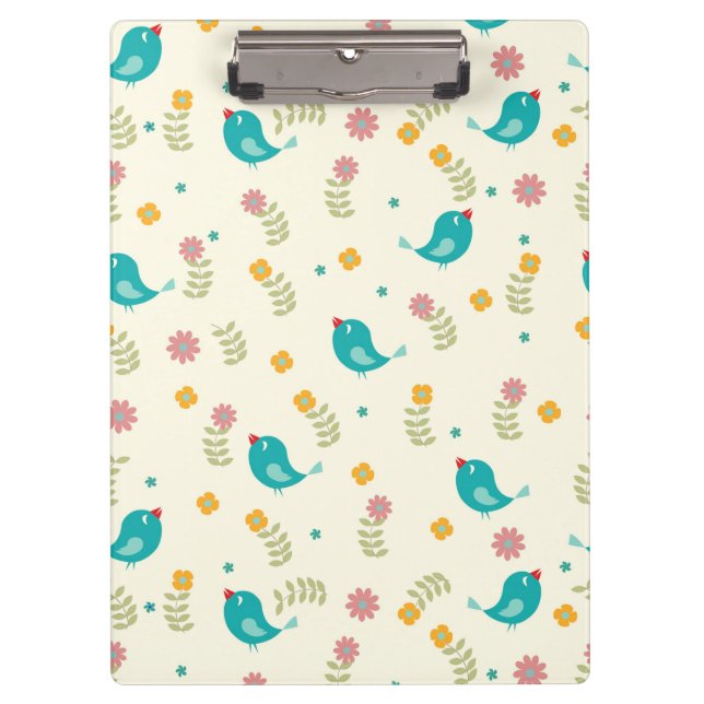 Whimsical Birds and Flowers Clipboard (Front)