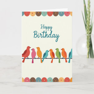 Whimsical Birds Birthday Wish Card