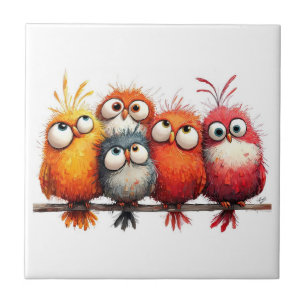 Whimsical birds ceramic tile