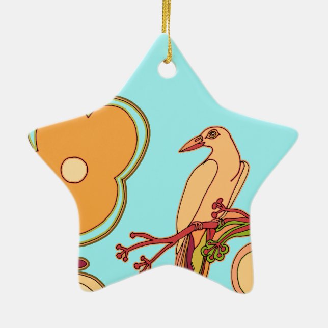 Whimsical Birds Ceramic Tree Decoration (Back)