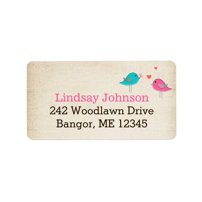 Whimsical Birds in Love Address Label 2 (Front)