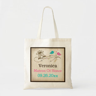 Whimsical Birds in Love Wedding Attendant Tote Bag