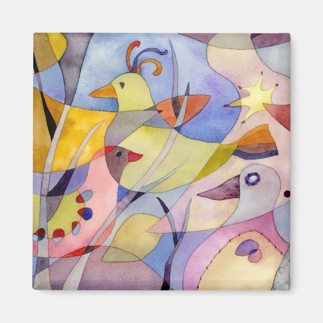 Whimsical Birds Magnet (Front)