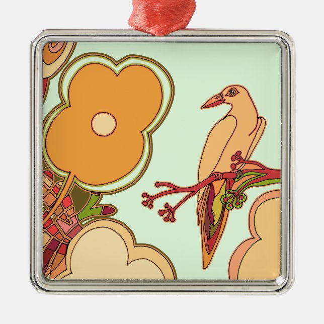 Whimsical Birds Metal Tree Decoration (Front)