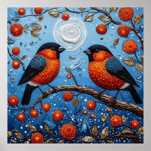 🐦 Whimsical Birds Moon Colourful Nature Decor 🐦