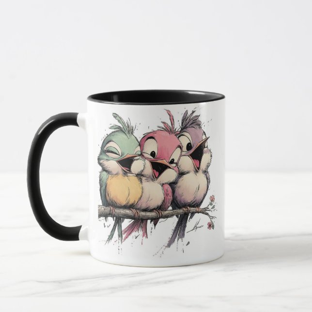Whimsical birds mug (Left)