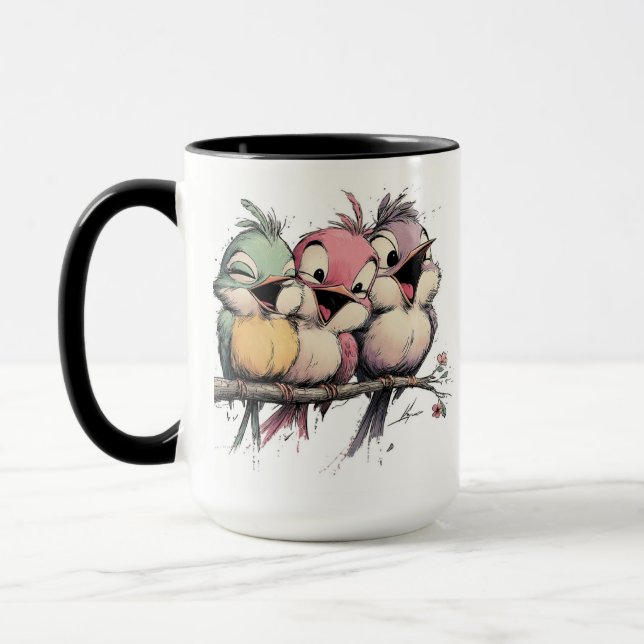 Whimsical birds mug (Left)