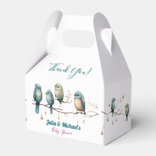 Whimsical Birds on Branches Pastel Baby Shower Favour Box