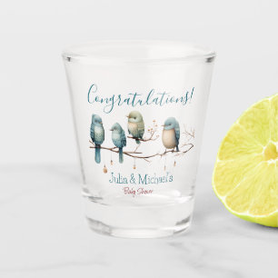 Whimsical Birds on Branches Pastel Baby Shower Shot Glass