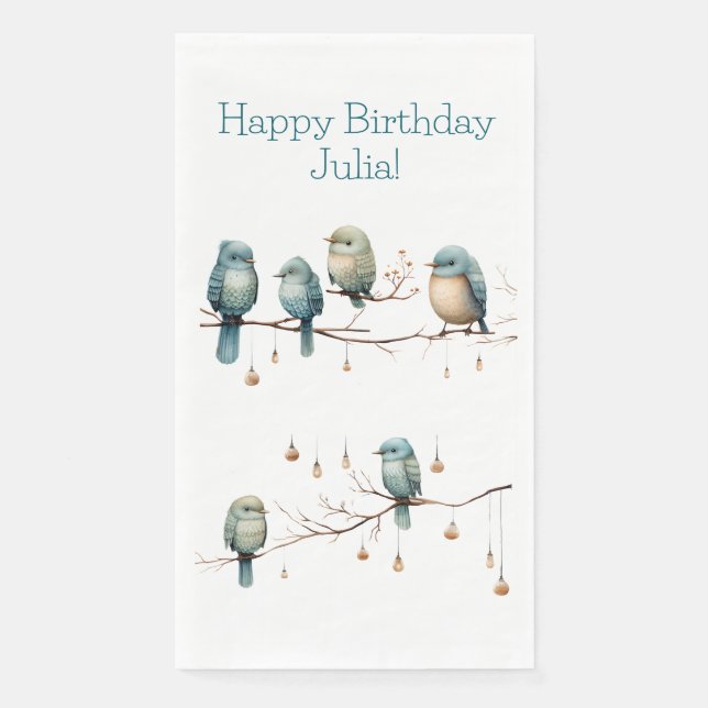 Whimsical Birds on Branches Timeless Elegance Napkin (Front)