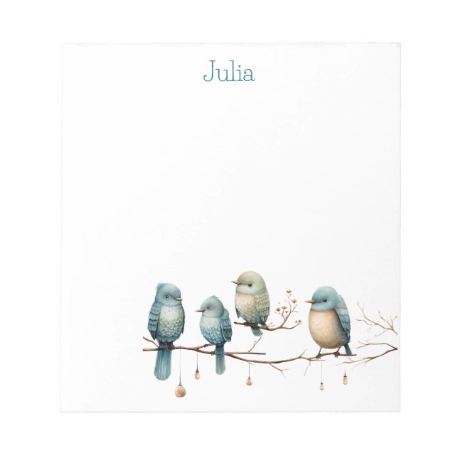 Whimsical Birds on Branches Timeless Elegance Notepad (Front)