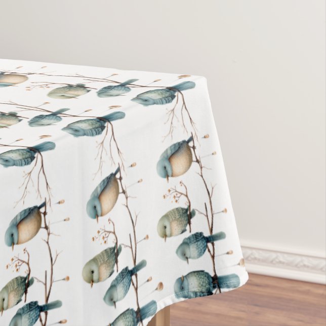 Whimsical Birds on Branches Timeless Elegance Tablecloth (In Situ)