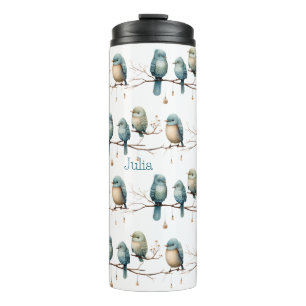 Whimsical Birds on Branches Timeless Elegance Thermal Tumbler