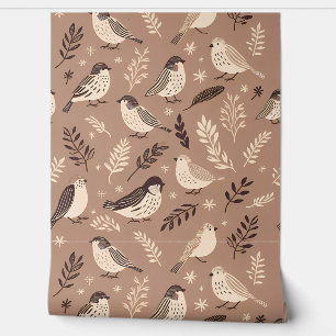 Whimsical Birds Pattern Wallpaper
