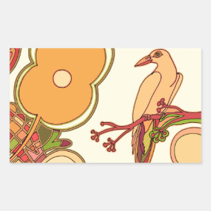 Whimsical Birds Rectangular Sticker