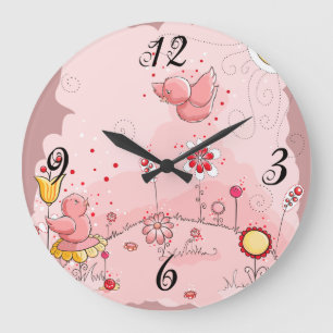 Whimsical Birds  Wall Clock