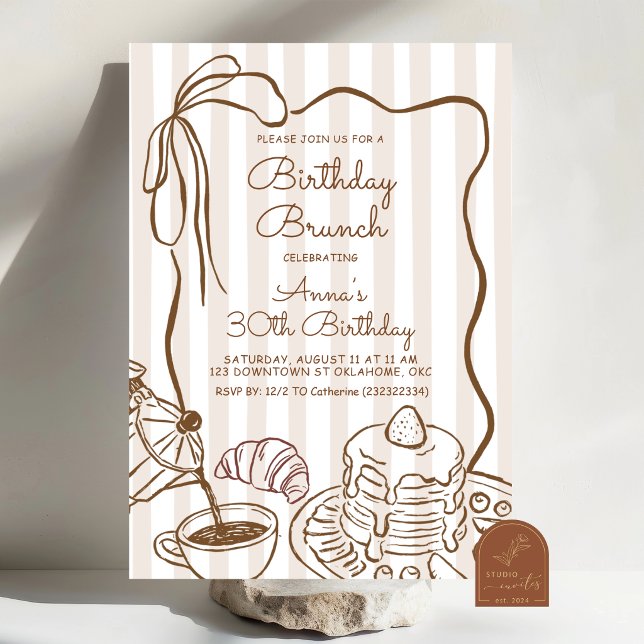 Whimsical Birthday Brunch Coffee invitation (Creator Uploaded)
