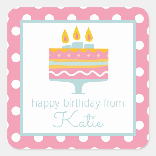 Whimsical Birthday Cake Personalised Gift Stickers (Front)