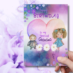 Whimsical Birthday Card for special Grandma