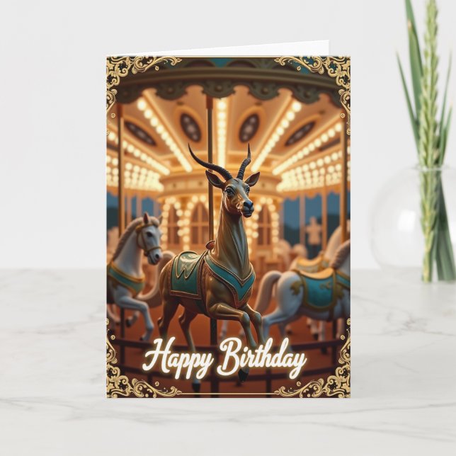 Whimsical Birthday Carousel Card (Front)