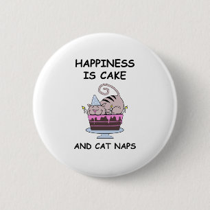 Whimsical Birthday Cat 6 Cm Round Badge