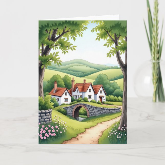 Whimsical Birthday Cottage Card (Front)
