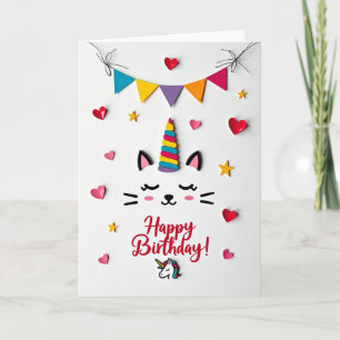 Whimsical Birthday Rainbow Horn Card