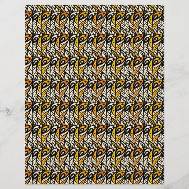 Whimsical black and gold peacock feather pattern (Front)