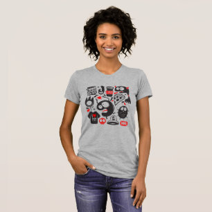 Whimsical Black and Red Doodles -  Icons Graffiti T-Shirt