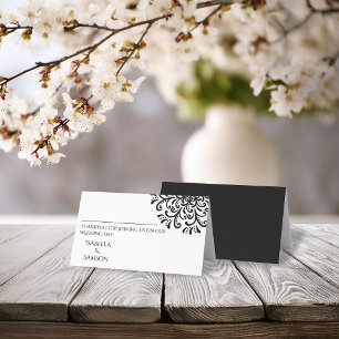 Whimsical Black and White Flourish Place Card