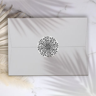 Whimsical Black and White Flourish Sticker