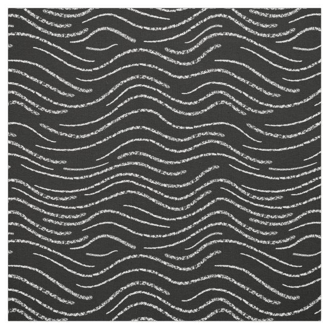 Whimsical Black and White Wavy Striped Scribbles Fabric (Swatch)