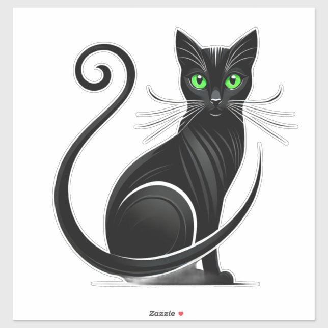 Whimsical Black Cat Illustration (Sheet)