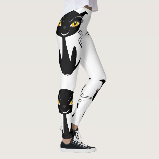Whimsical Black Cat Leggings (Right)