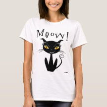 Whimsical Black Cat Meow!