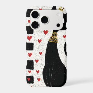 Whimsical Black Cat Queen with Gold Crown