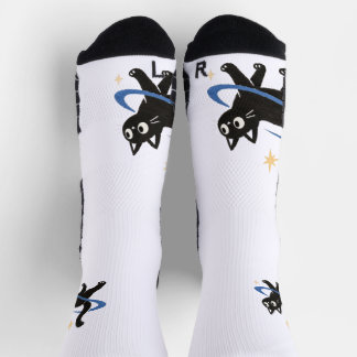 Whimsical Black Cat Socks