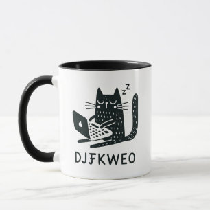 Whimsical Black Cat Typing Mystical Wisdom Mug