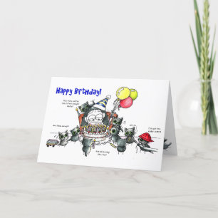 Whimsical black cats Birthday card