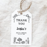 Whimsical Black Hand Drawn Bridal Shower  Gift Tags<br><div class="desc">Whimsical Black Hand Drawn Bridal Shower Gift Tag

Whimsical black hand drawn editable bridal shower gift tag featuring two bows,  some food and and drinks.  This whimsical bridal shower favour tag also features hand written style fonts.</div>