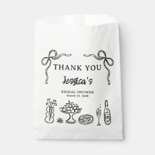 Whimsical Black Hand Drawn Bridal Shower Paper Favour Bag
