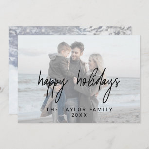 Whimsical Black Holidays 2 Horizontal Photos Holiday Card