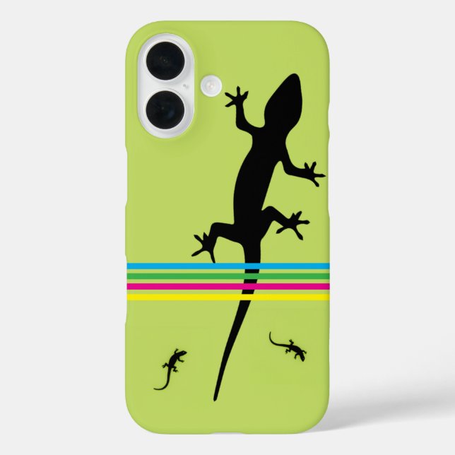 Whimsical Black Lizards Green Phone Case (Back)