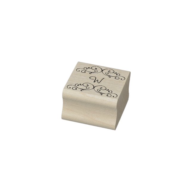 Whimsical Black Swirl Monogram - Rubber Stamp (Stamp)