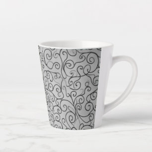 Whimsical black Swirl Pattern Abstract Colourful Latte Mug