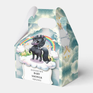 Whimsical Black Unicorn Baby Shower Favour Box