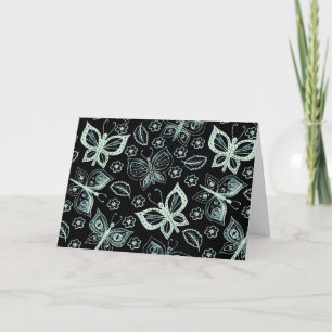 Whimsical Black & White Butterfly Blank Note Card